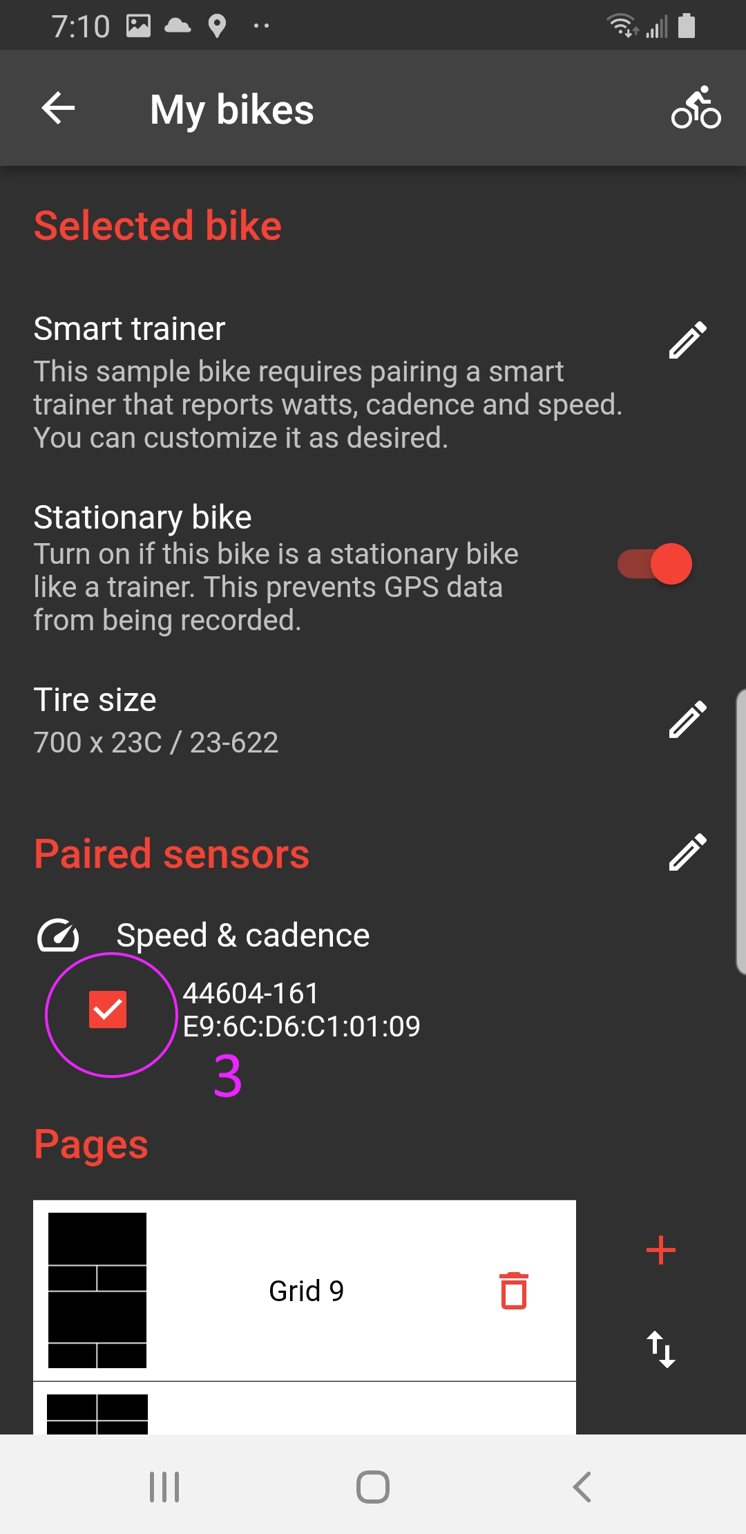 Pair sensor with bike profile