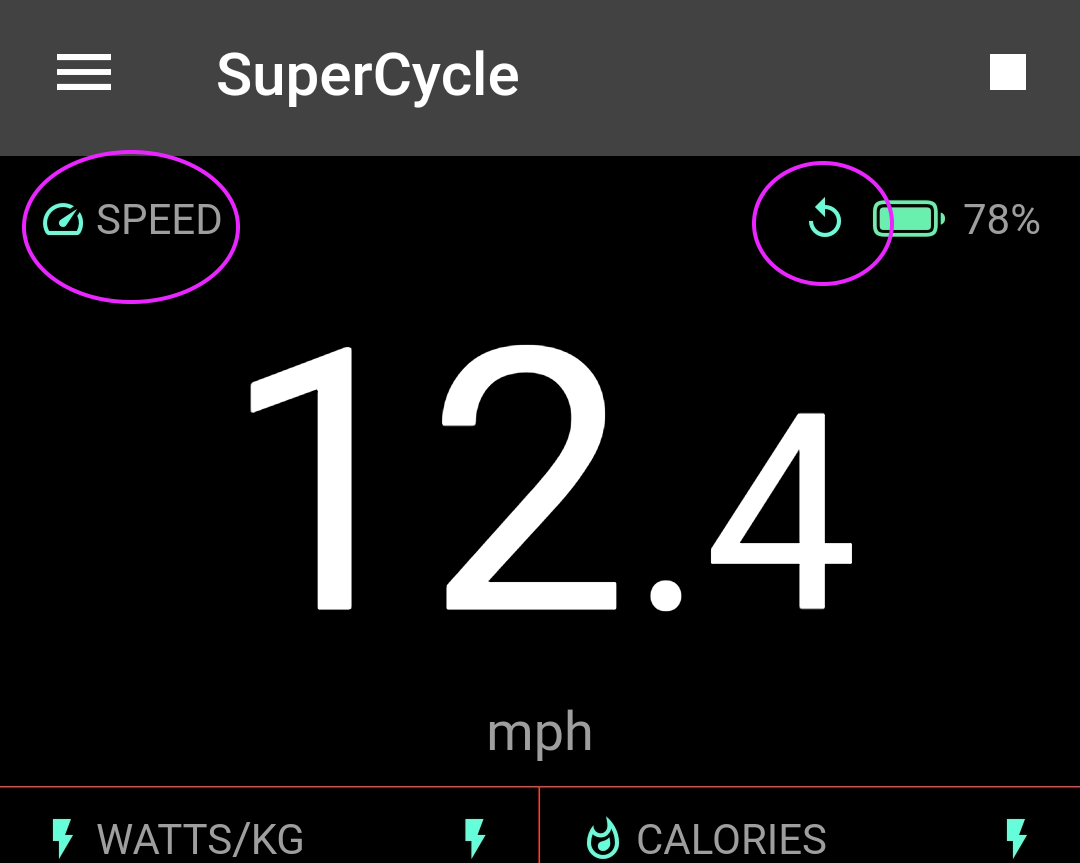 Live speed widget displaying real-time sensor data